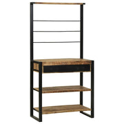 Vidaxl keukenrek bruin en zwart 80 x 40 x 160 cm massief mango hout - afbeelding 1
