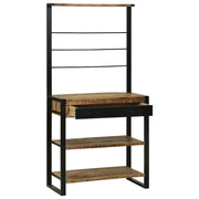 Vidaxl keukenrek bruin en zwart 80 x 40 x 160 cm massief mango hout - afbeelding 2