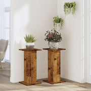 Vidaxl plantenstandaards 2 st 30x30x60 cm bewerkt hout oud houtkleurig - afbeelding 3