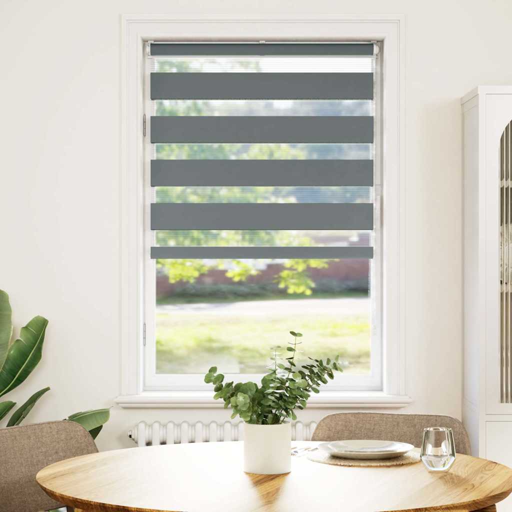 Vidaxl zebra rolgordijn 80x150 cm stofbreedte 75,9 cm donkergrijs
