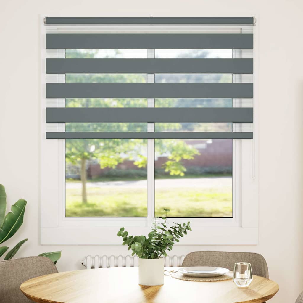 Vidaxl zebra rolgordijn 130x150 cm stofbreedte 125,9 cm donkergrijs