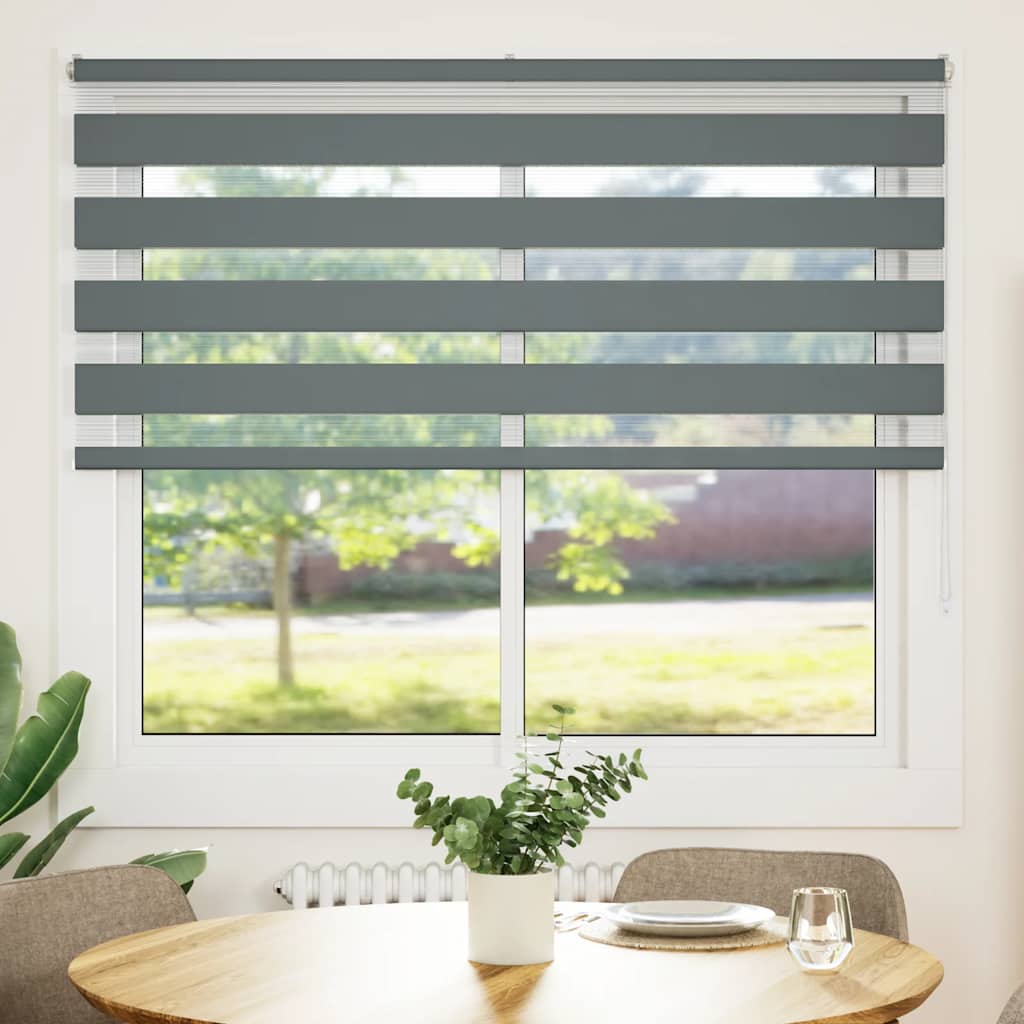 Vidaxl zebra rolgordijn 165x150 cm stofbreedte 160,9 cm donkergrijs