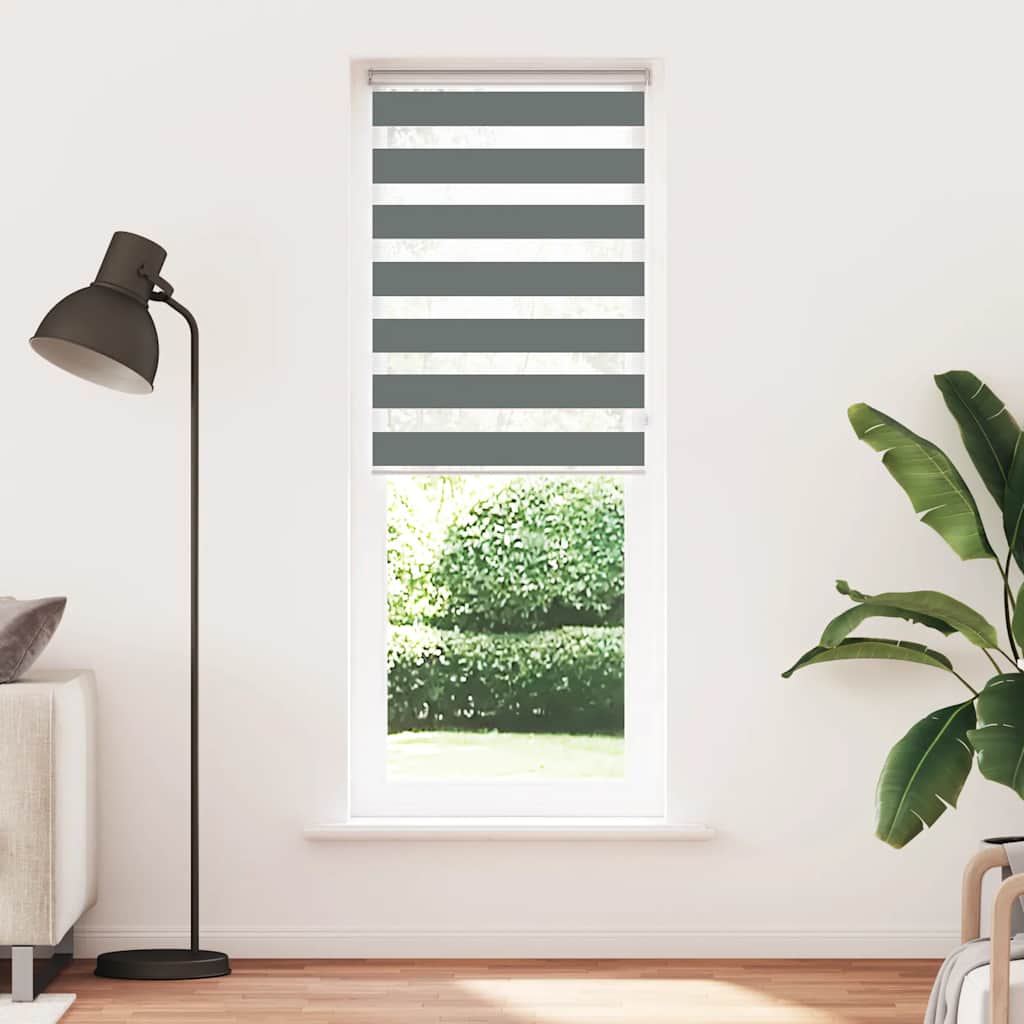 Vidaxl zebra rolgordijn 90x200 cm stofbreedte 85,9 cm donkergrijs