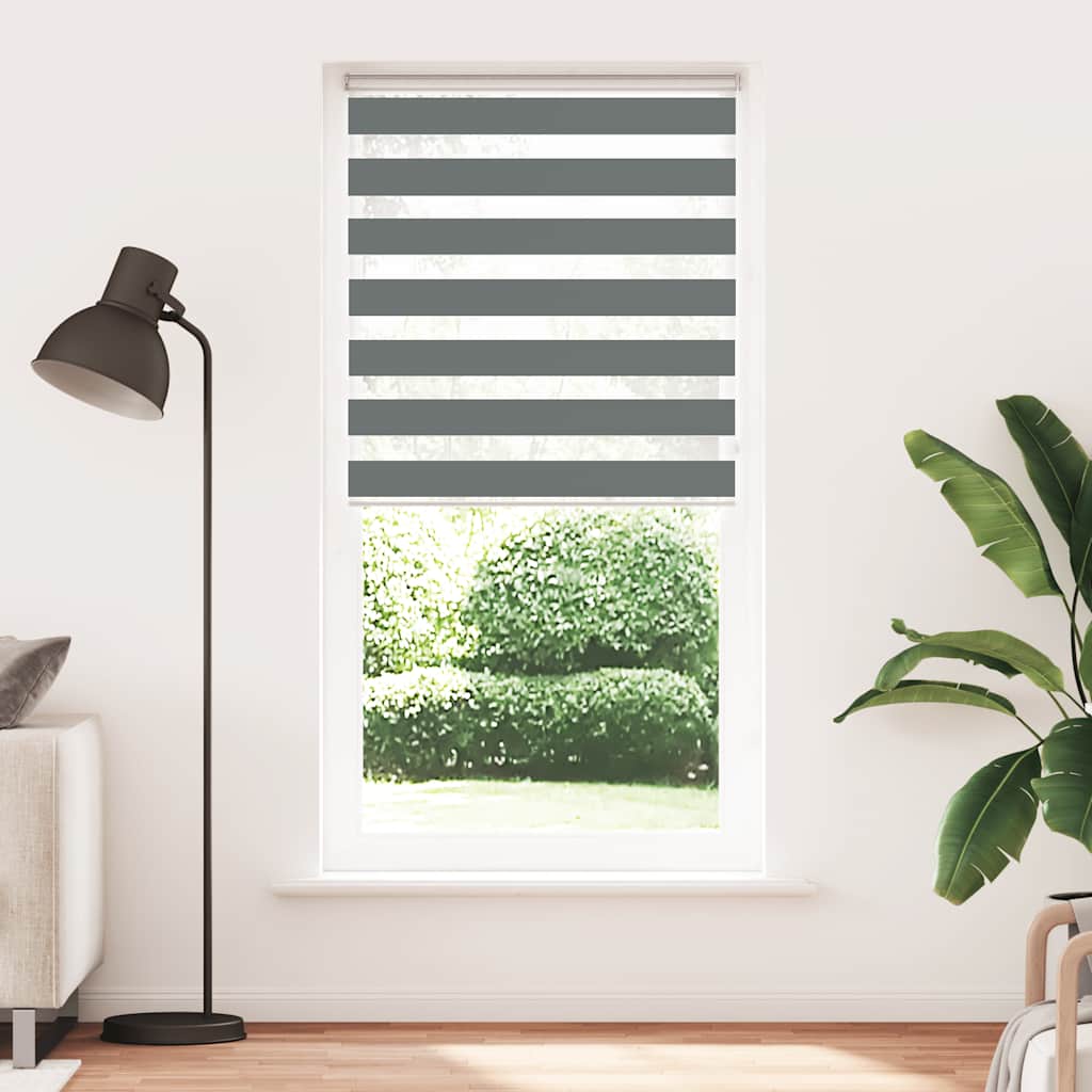 Vidaxl zebra rolgordijn 95x200 cm stofbreedte 90,9 cm donkergrijs