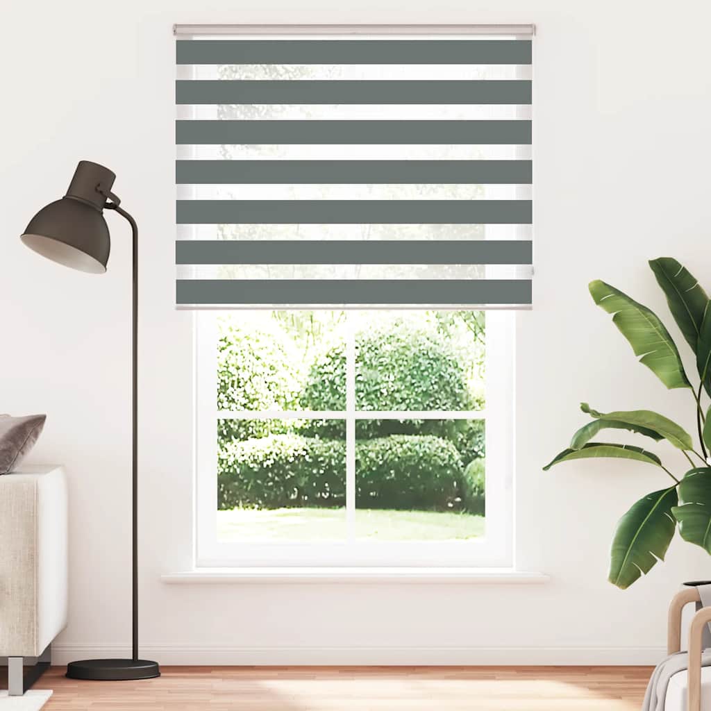 Vidaxl zebra rolgordijn 145x230 cm stofbreedte 140,9 cm donkergrijs