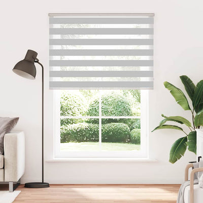 Vidaxl zebra rolgordijn 135x230 cm stofbreedte 130,9 cm lichtgrijs