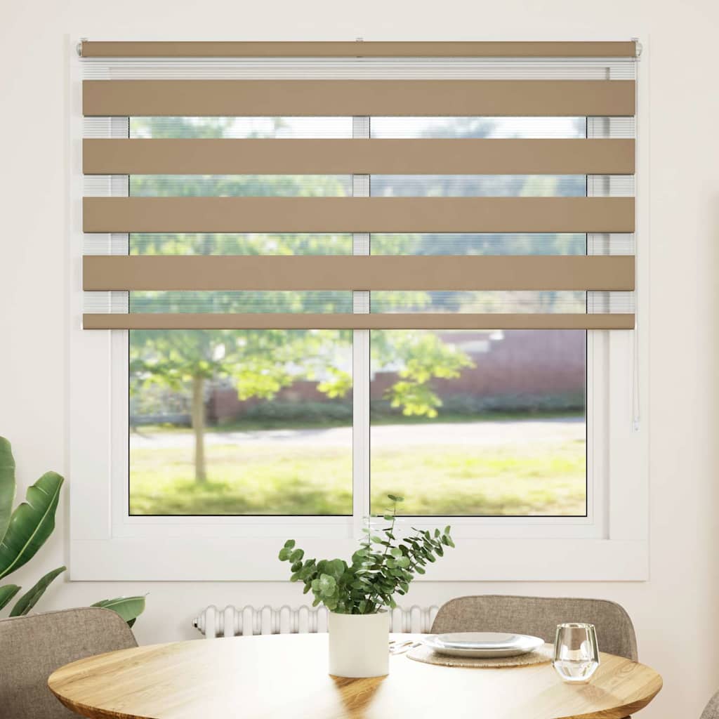 Vidaxl zebra blind 145x100 cm stofbreedte 140,9 cm polyester zandbruin