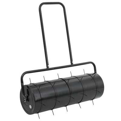 Vidaxl gazonroller trekbaar met beluchtingsklemmen 63 l ijzer en staal zwart