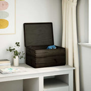 Vidaxl houten kist met deksel handvatten 40x30x23cm grenenhout zwart - afbeelding 3