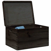 Vidaxl houten kist met deksel handvatten 40x30x23cm grenenhout zwart - afbeelding 1