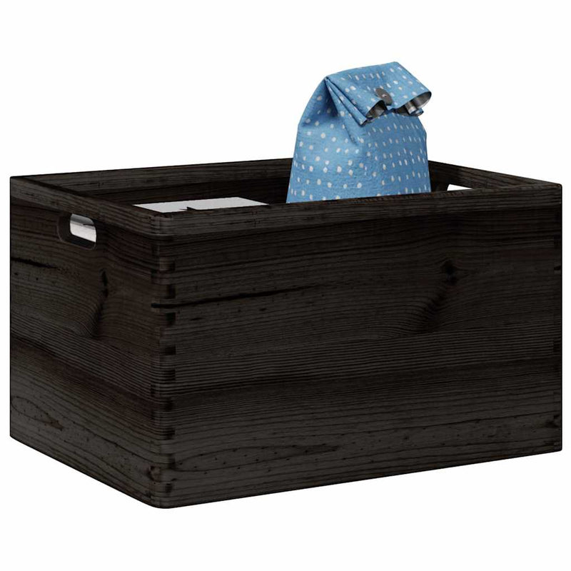 Vidaxl houten kist met handvatten 40x30x23 cm massief grenenhout zwart
