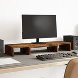 Vidaxl monitorstandaard verstelbaar 80x24x10,5 cm hout gerookt eiken - afbeelding 1