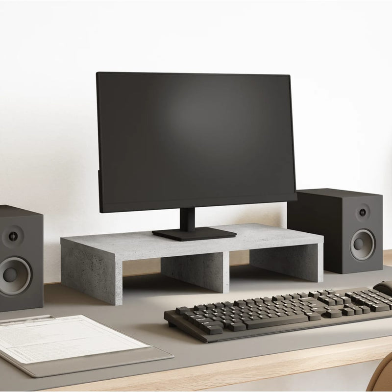 Vidaxl monitorstandaard 50x27x10 cm bewerkt hout betongrijs