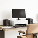 Vidaxl monitorstandaard met lades 50x27x15 cm bewerkt hout wit - afbeelding 1