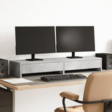 Vidaxl monitorstandaard met lades 100x27x15 cm bewerkt hout betongrijs - afbeelding 1