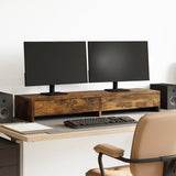 Vidaxl monitorstandaard met lades 100x27x15 cm hout gerookt eikenkleur - afbeelding 1