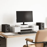 Vidaxl monitorstandaard met opbergruimte 70x27x15 cm bewerkt hout wit - afbeelding 1