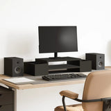 Vidaxl monitorstandaard met opbergruimte 70x27x15 cm hout zwart - afbeelding 1