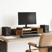 Vidaxl monitorstandaard opbergruimte 70x27x15 cm hout gerookt eiken - afbeelding 1