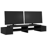 Vidaxl monitorstandaard met opbergruimte 100x27x15 cm hout zwart - afbeelding 3