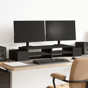 Vidaxl monitorstandaard met opbergruimte 100x27x15 cm hout zwart - afbeelding 1
