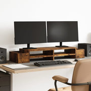 Vidaxl monitorstandaard met opslag 100x27x15 cm hout gerookt eiken - afbeelding 1