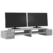 Vidaxl monitorstandaard opbergruimte 100x27x15 cm hout grijs sonoma - afbeelding 3