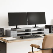 Vidaxl monitorstandaard opbergruimte 100x27x15 cm hout grijs sonoma - afbeelding 1