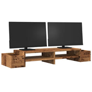 Vidaxl monitorstandaard met opbergruimte 100x27x15 cm hout oud hout - afbeelding 3