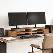 Vidaxl monitorstandaard met opbergruimte 100x27x15 cm hout oud hout - afbeelding 1