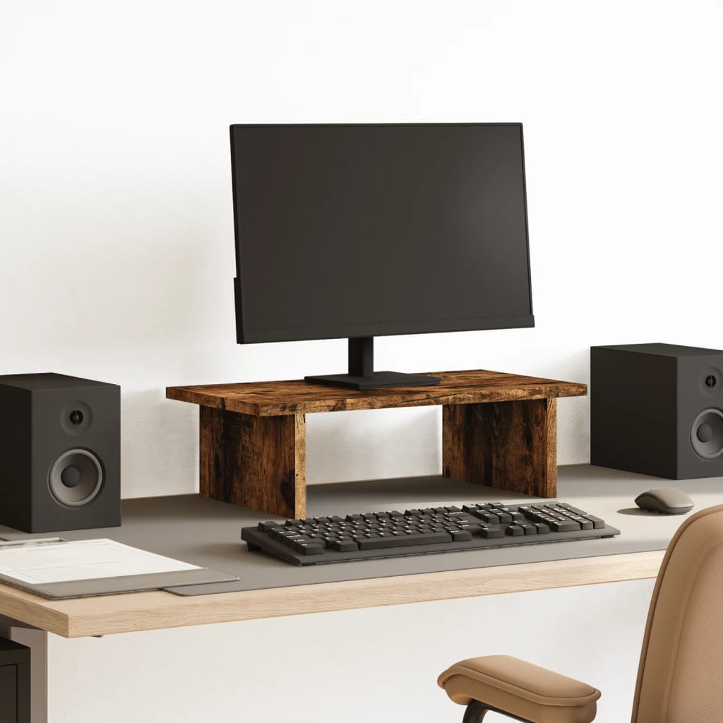 Vidaxl monitorstandaard 50x27x15 cm bewerkt hout gerookt eikenkleurig