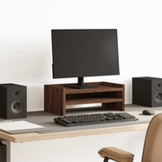 Vidaxl monitorstandaard 42x24x16 cm bewerkt hout bruin eikenkleurig - afbeelding 1