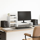Vidaxl monitorstandaard met bureau-organizer bewerkt hout wit - afbeelding 1