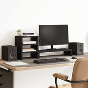 Vidaxl monitorstandaard met bureau-organizer bewerkt hout zwart - afbeelding 1