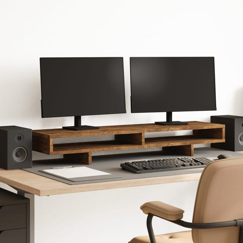 Vidaxl monitorstandaard 100x27x15 cm bewerkt hout gerookt eikenkleurig