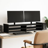 Vidaxl monitorstandaard 100x27x20 cm bewerkt hout zwart - afbeelding 1