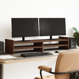 Vidaxl monitorstandaard 100x27x20 cm bewerkt hout bruin eikenkleurig - afbeelding 1
