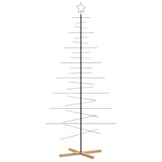 Vidaxl kerstdecoratie kerstboom met houten basis 210 cm metaal zwart - afbeelding 2
