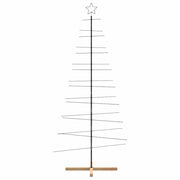 Vidaxl kerstdecoratie kerstboom met houten basis 210 cm metaal zwart - afbeelding 3