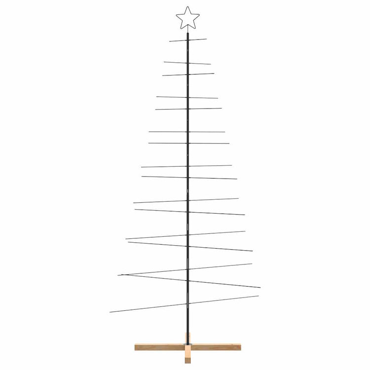 Vidaxl kerstdecoratie kerstboom met houten basis 210 cm metaal zwart
