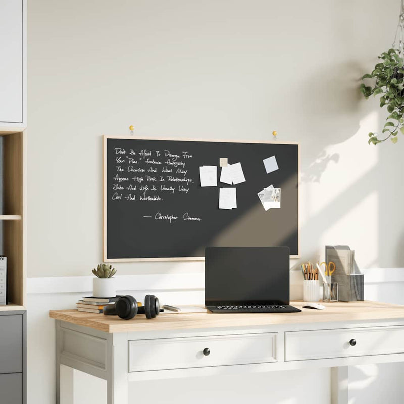 Vidaxl krijtbord met massief grenenhouten frame zwart 100x55 cm