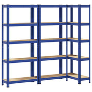 Vidaxl opbergrekken 3 st 5-laags staal en bewerkt hout blauw - afbeelding 2