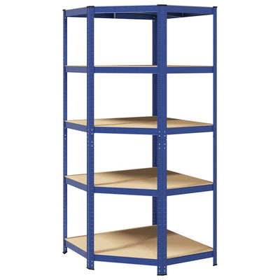 Vidaxl hoekrek 5-laags staal en bewerkt hout blauw