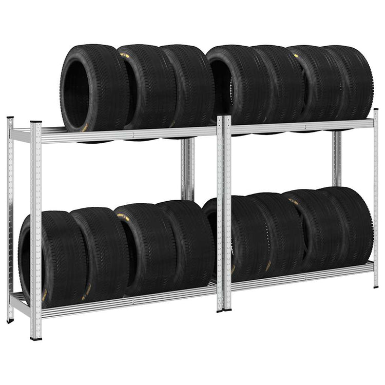 Vidaxl 2-laags bandenrekken 2 st 110x40x109 cm staal zilverkleurig