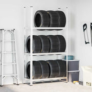 Vidaxl bandenrek 3-laags 110x40x200 cm staal zilverkleurig - afbeelding 3