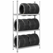 Vidaxl bandenrek 3-laags 110x40x200 cm staal zilverkleurig - afbeelding 1