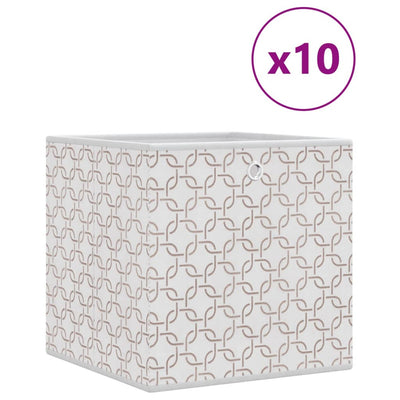 Vidaxl opbergboxen 10 st inklapbaar 32x32x32 cm ongeweven stof crème