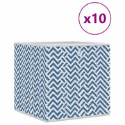 Vidaxl opbergboxen 10 st inklapbaar 32x32x32 cm ongeweven stof blauw - afbeelding 2