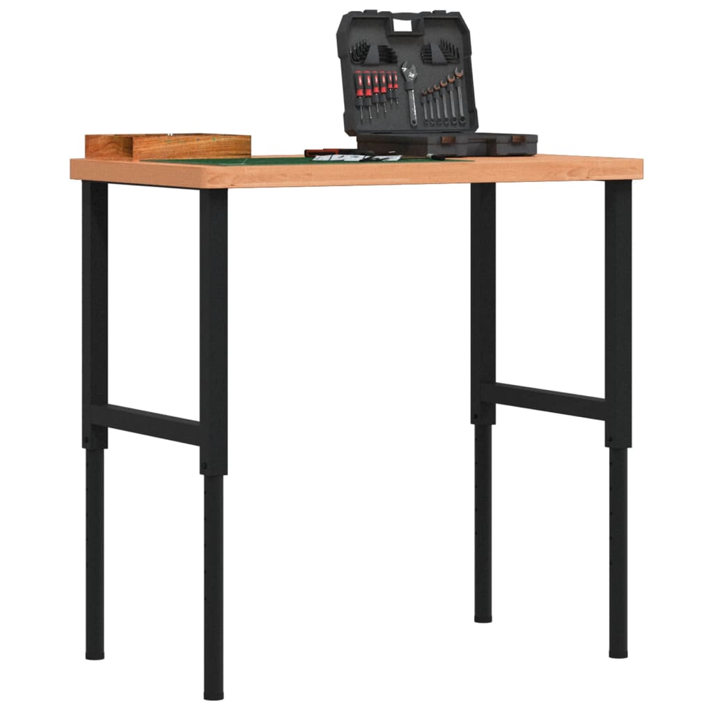 Vidaxl werkbank rechthoekig 100x60x(73-99,5) cm massief beukenhout