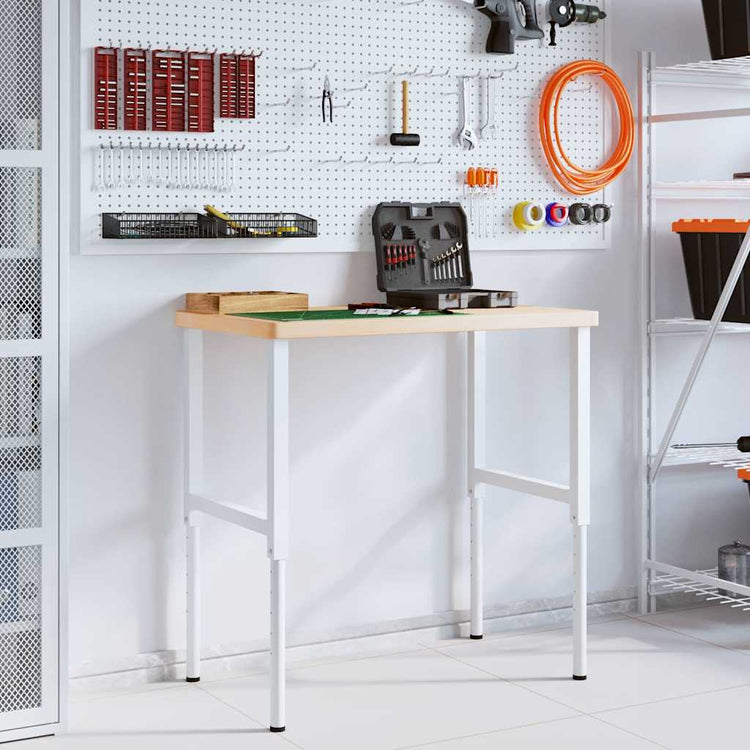 Vidaxl werkbank rechthoekig 100x60x(73-99,5) cm massief eikenhout
